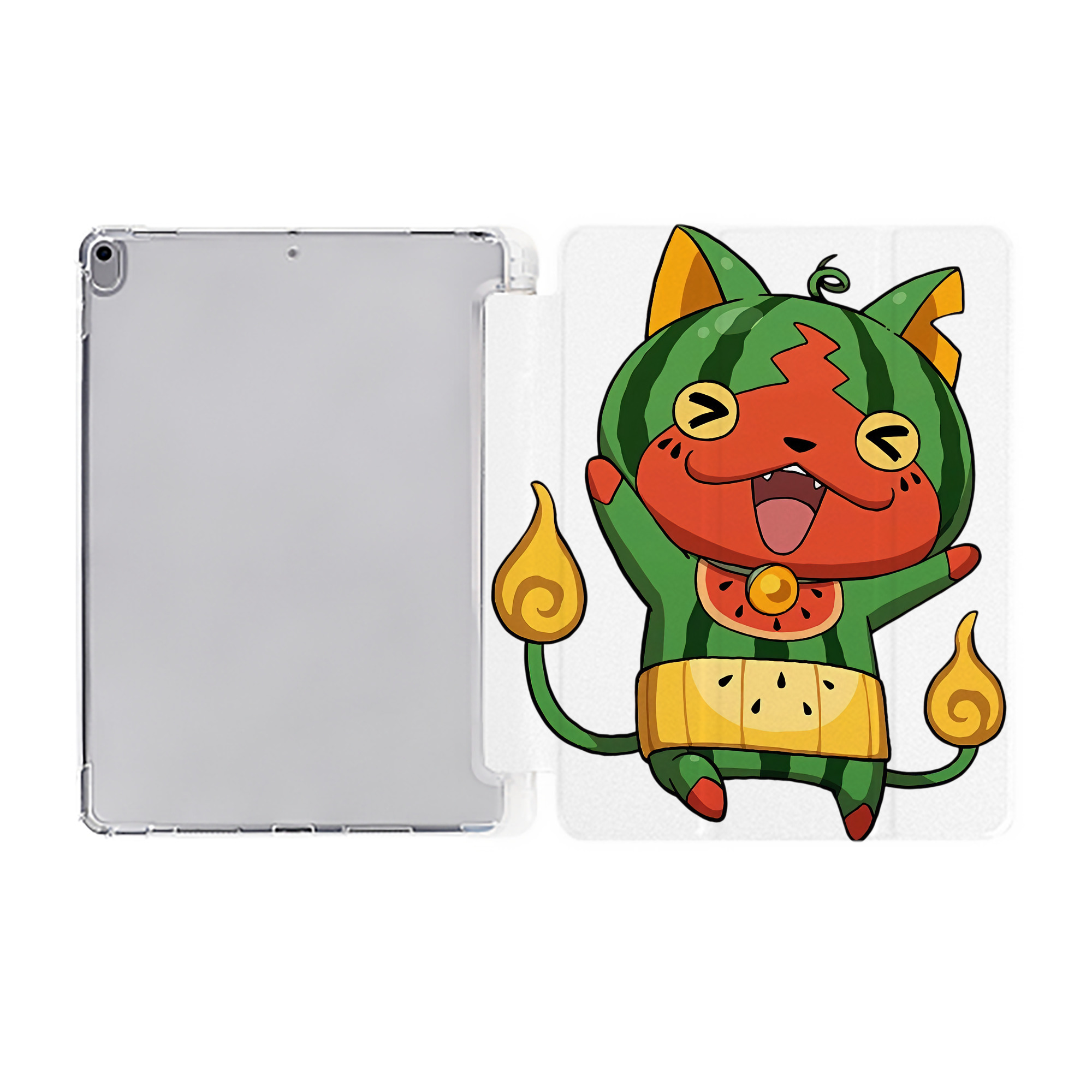 （画像用） 妖怪ウォッチ Yo-kai Watch IPad ケース ペン収納付き 三つ折りスタンド PUレザー×シリコン 対応機種9.5/10.5/10.9インチ